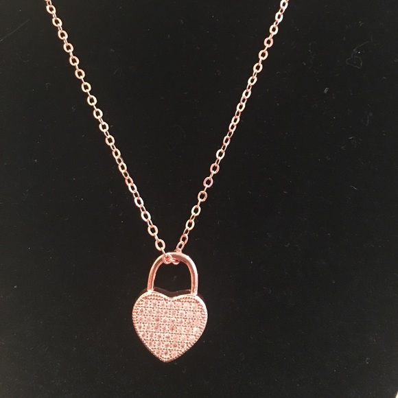 Sale! Gold Plated Heart Necklace w Micro Pave CZ - Picture 4 of 4